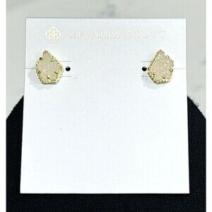 Kendra Scott Tessa Stud Earrings Gold Plated Iridescent Drusy NEW
